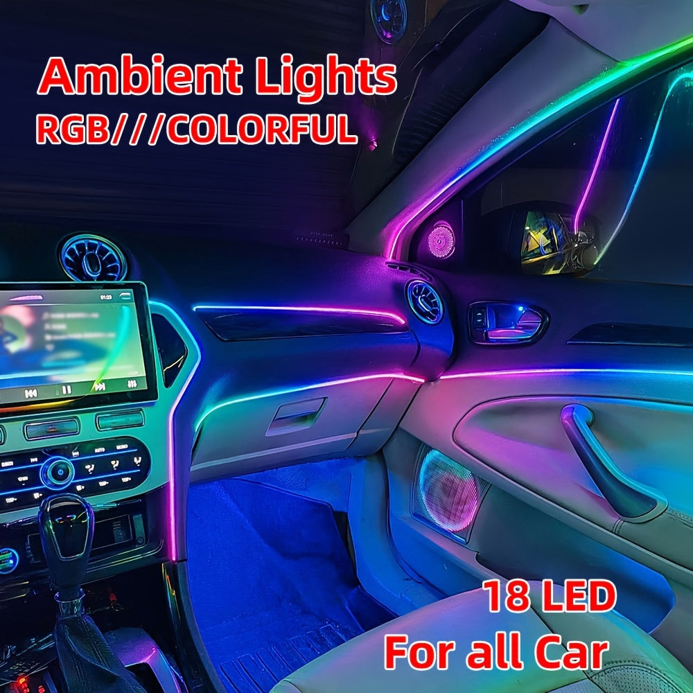 18-Color RGB Symphony Car Ambient Lights: App Control, Multiple Modes, Universal Fit