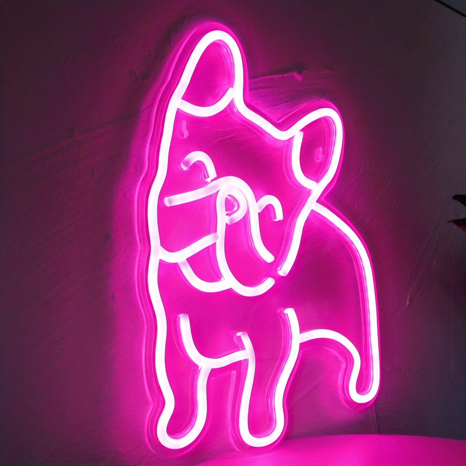 1pc French Bulldog Neon Decoration Cute Puppy Pink LED Neon Dog Night Light, USB Operation French Gift Pet Store Business Logo, Bedroom Wall Party Bulldog Gift (Pink)