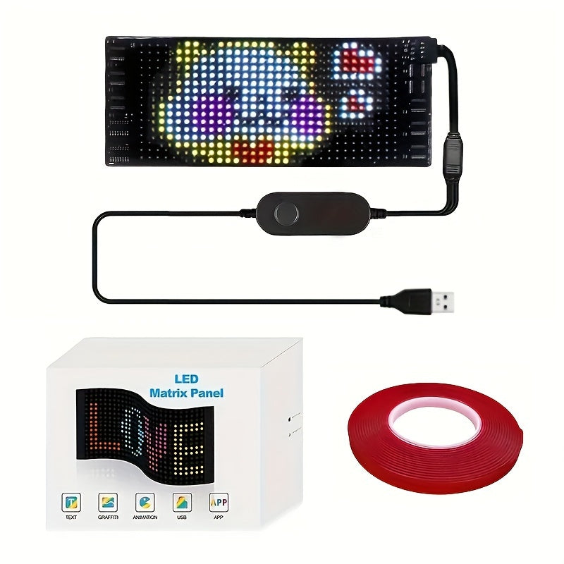 1pc LED Matrix Pixel Panel, Scrolling LED Sign APP USB 5V Flexible Addressable RGB Pattern Graffiti Scrolling Text Animation Display Car Shop