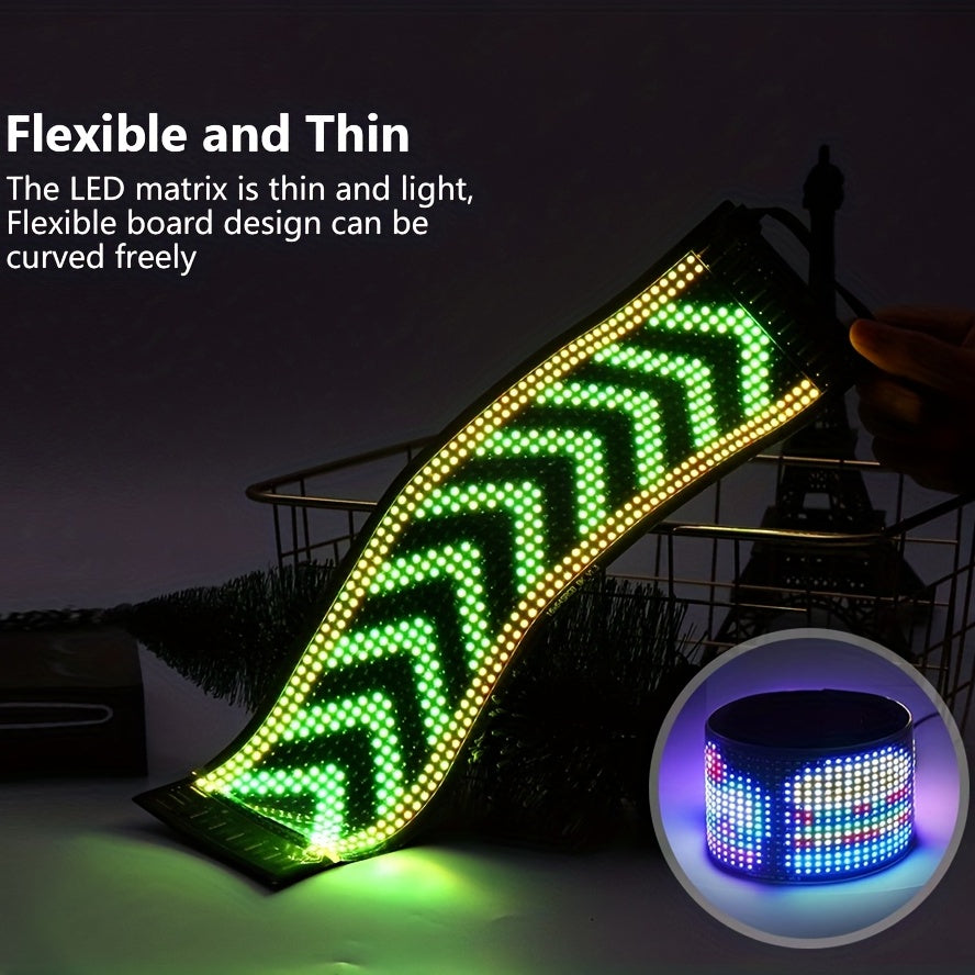 1pc LED Matrix Pixel Panel, Scrolling LED Sign APP USB 5V Flexible Addressable RGB Pattern Graffiti Scrolling Text Animation Display Car Shop