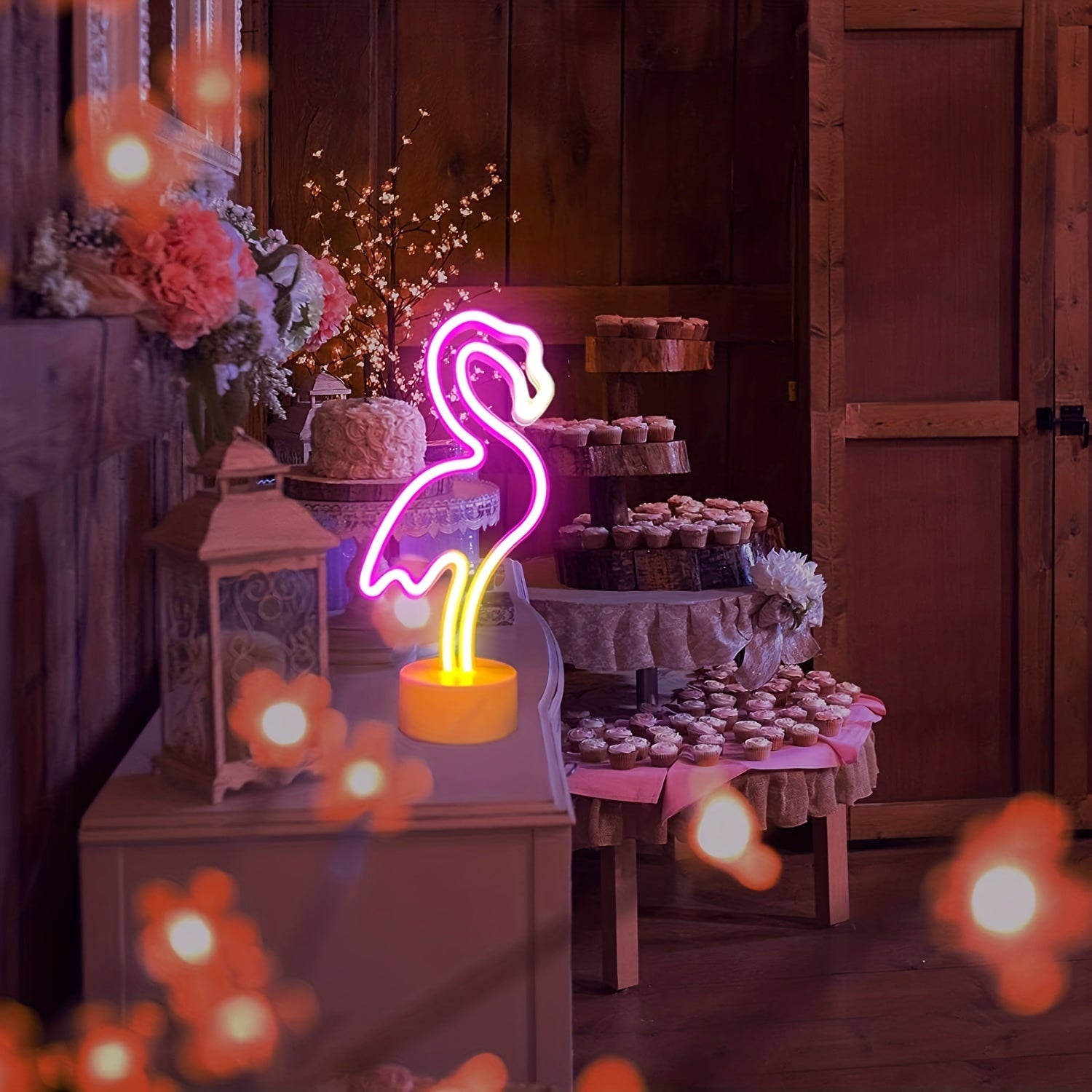 1pc Flamingo Light Neon Sign, Battery And USB Powered Lighting, Gift For Kids And Home Decoration Night Light