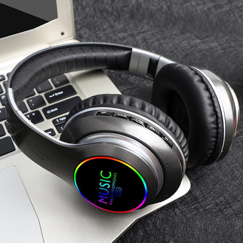 1pc Wireless Deep Bass Anime-Themed Headphones, Foldable & Lightweight, Noise Cancelling, Built-in Condenser Mic, Compatible with 3.5mm Cable, Stereo Sound for Gaming, PC, Cellphone - Ideal Christmas Gift