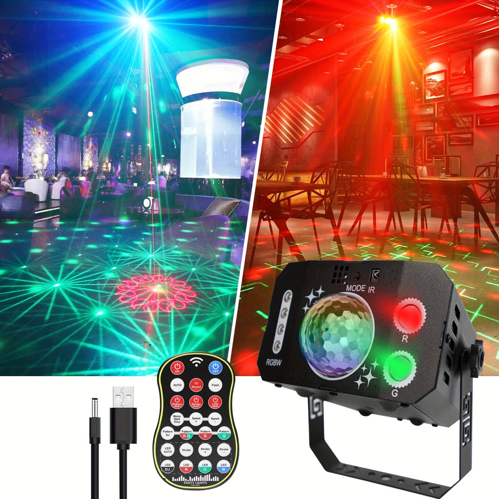 1pc USB 7 Lens Disco Ball Lights For Bar, DJ Party Lights With Remote Control, RGB Magic Ball Projector Lights Voice Activity Party Lights Ceiling Table Lamp For Bar Wedding Nightclub Valentine's Day Father's Day Mother's Day