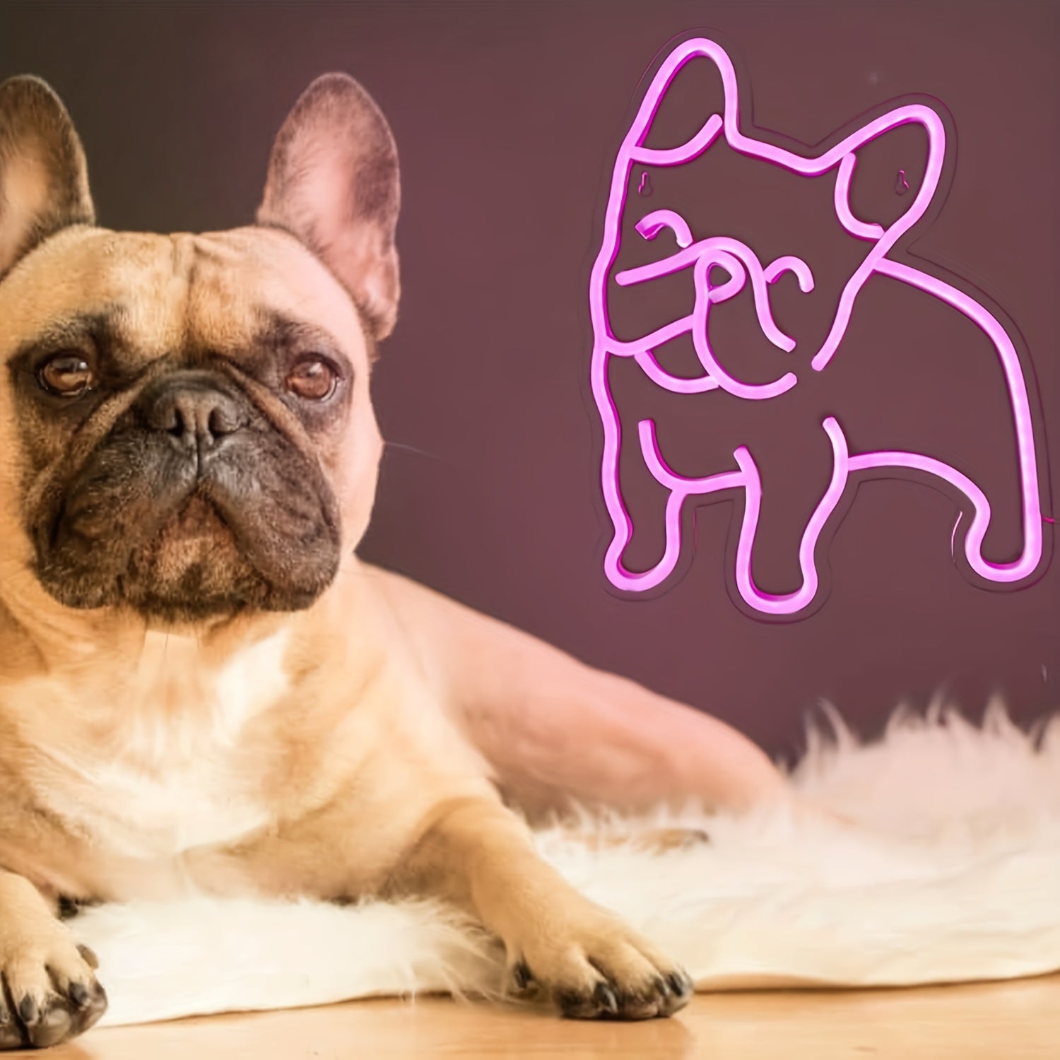 1pc French Bulldog Neon Decoration Cute Puppy Pink LED Neon Dog Night Light, USB Operation French Gift Pet Store Business Logo, Bedroom Wall Party Bulldog Gift (Pink)