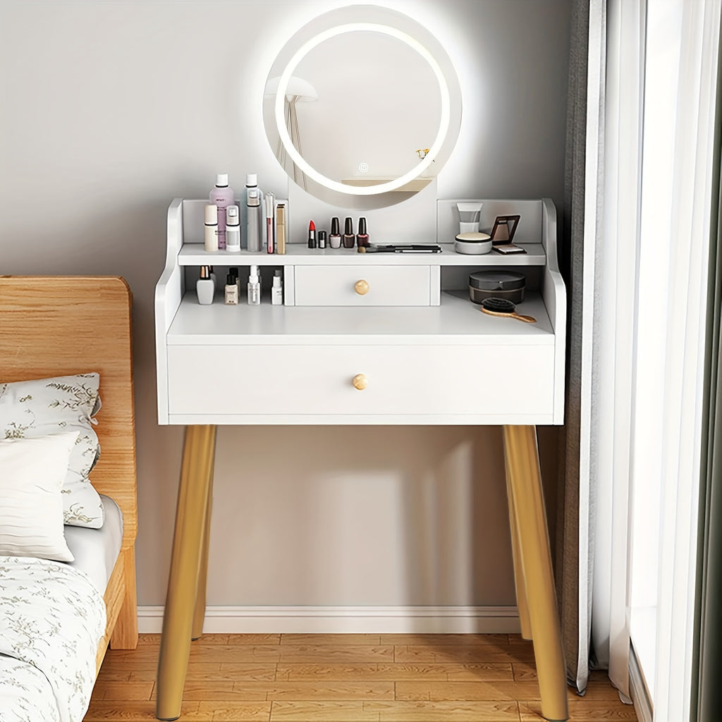 Vanity Desk With Lights With Mirror And Lights, 3 Lighting Modes, Dressing Table With Drawers, Multifunctional Makeup Vanity Table For Women Girls Bedroom Small Space