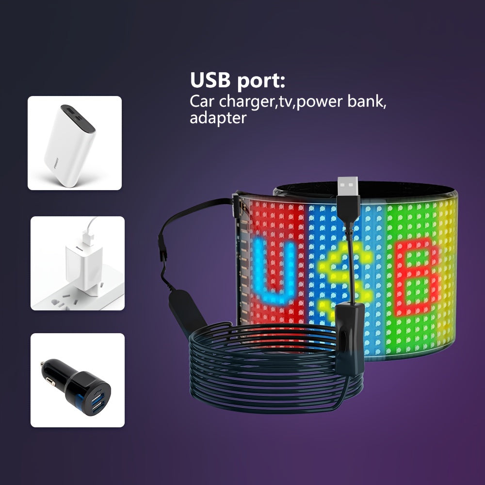 1pc LED Matrix Pixel Panel, Scrolling LED Sign APP USB 5V Flexible Addressable RGB Pattern Graffiti Scrolling Text Animation Display Car Shop