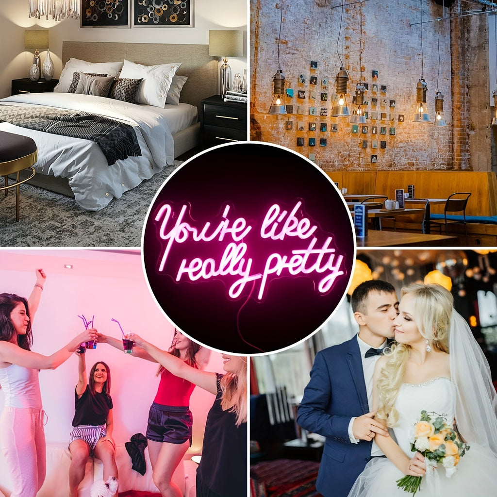 1pc Pretty in Pink Neon Sign for Wall Decor - Eye-Catching LED Light Adds Flair to Any Room