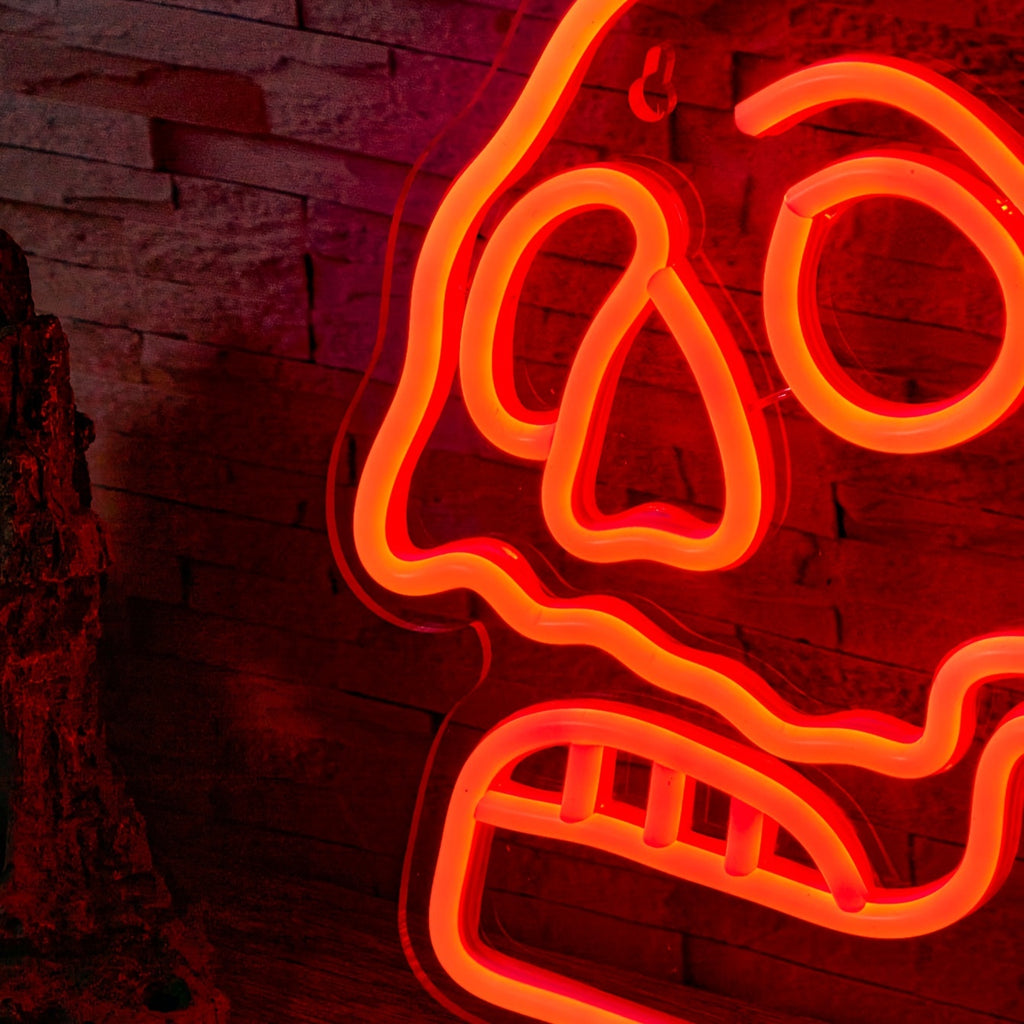 1pc Backboard Led Neon Sign, Halloween Skull Neon Sign, Line Switch 5V USB Powered Wall Hanging Light