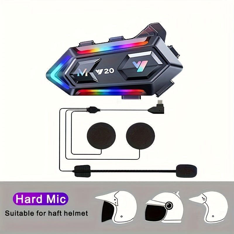 1000mah wireless 5.3 Motorcycle Helmet Headset, wireless earphone,16 Modes RGB Light,, Noice Reduction
