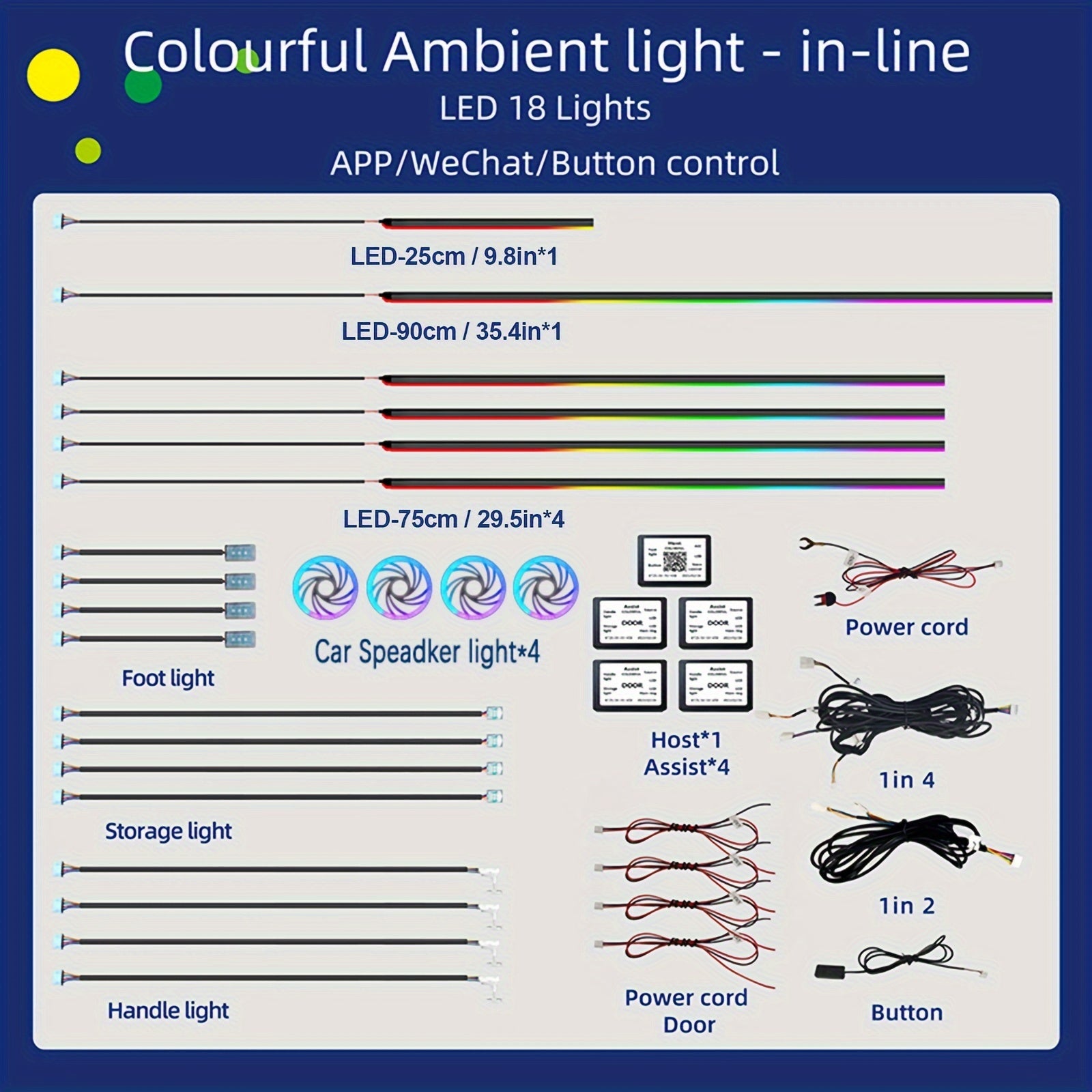 18-Color RGB Symphony Car Ambient Lights: App Control, Multiple Modes, Universal Fit