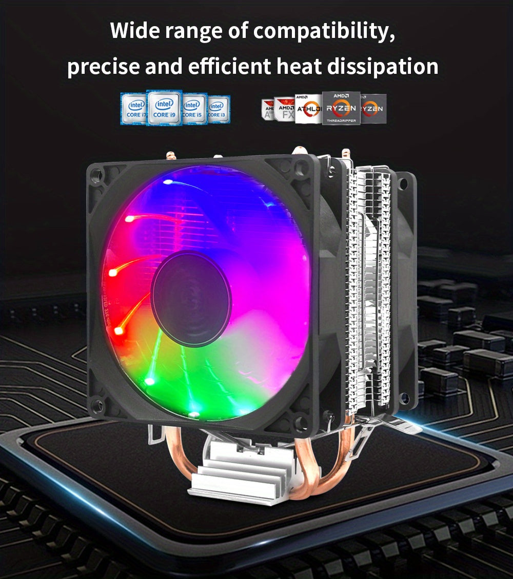 TISHRIC CPU Processor Cooler Cooling Fan RGB 3Pin PWM 2 Heat Pipes CPU Cooler Radiator PC Fan For Intel 1200 1150 1151 1155 1700 AM3 AM4.