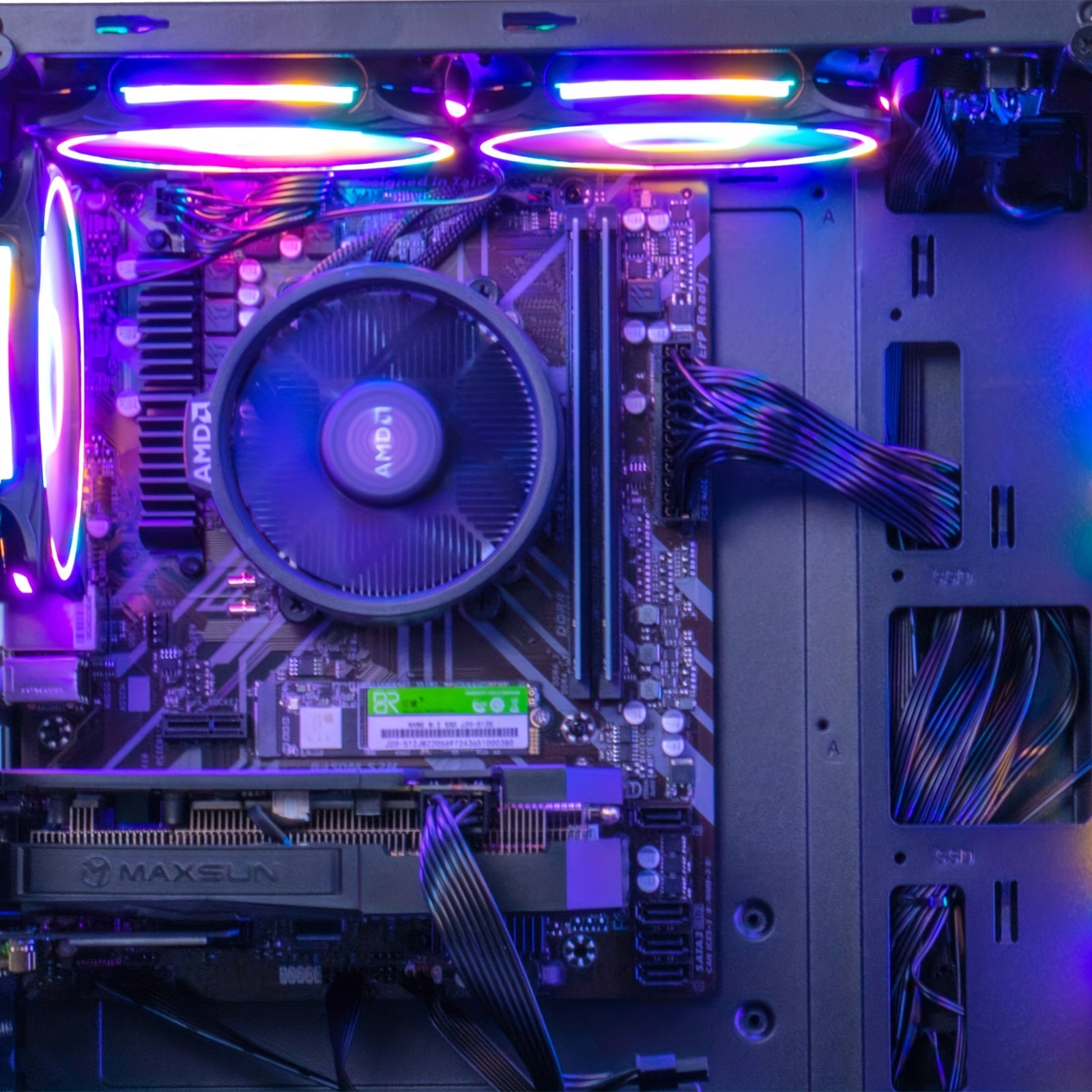 MXZ Gaming PC Computer R5 3600, 16G DDR4, NVME 500G, A320, 6RGB Fans, Gamer Desktop Computer Optional RTX 4060/RX6750GRE/RTX 2060