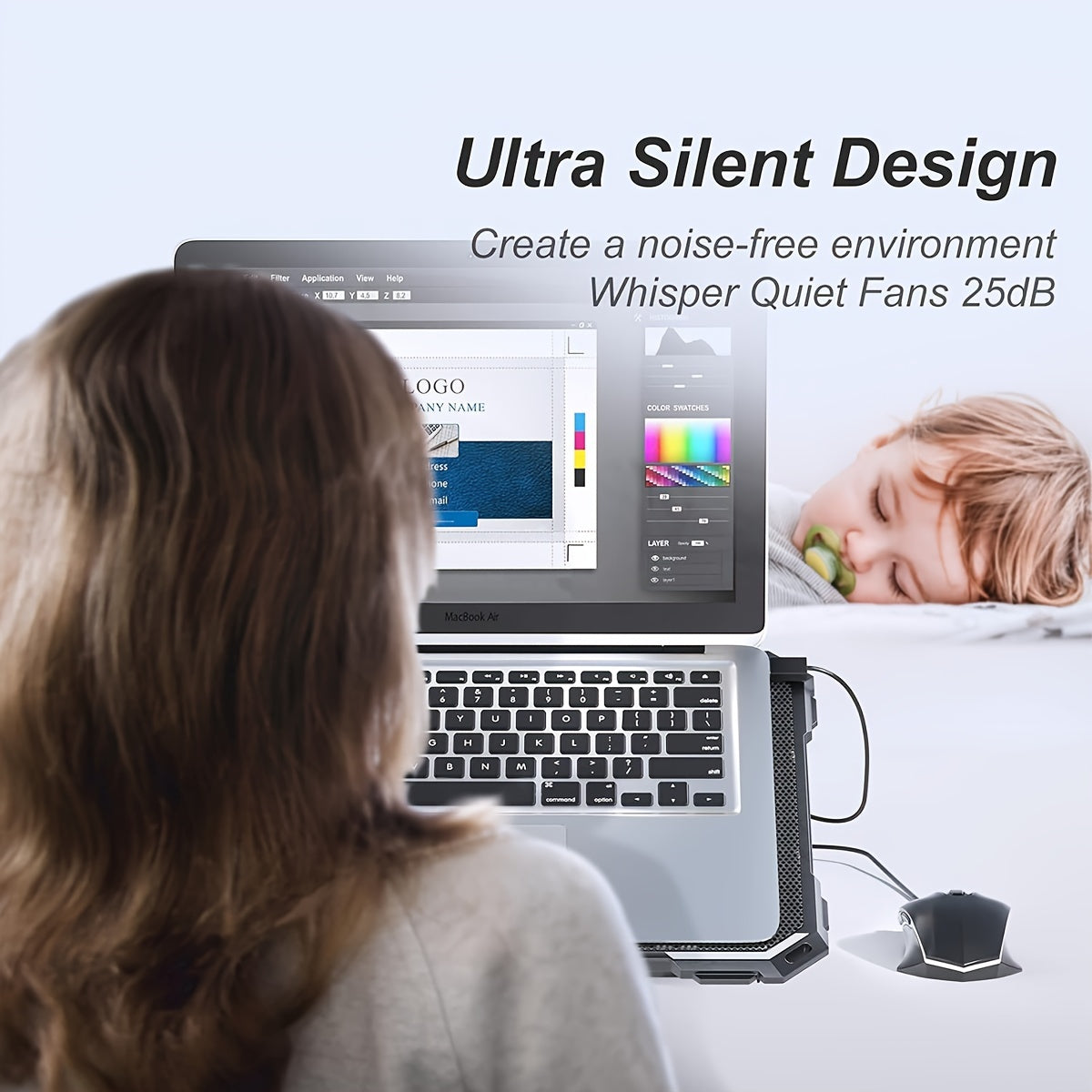 Laptop Cooler With 6 Quiet Fans For 13-18 Inch Notebook Gaming Fan Stable Stand, 5 Height & Wind Speed Adjustable, 2 USB Port.