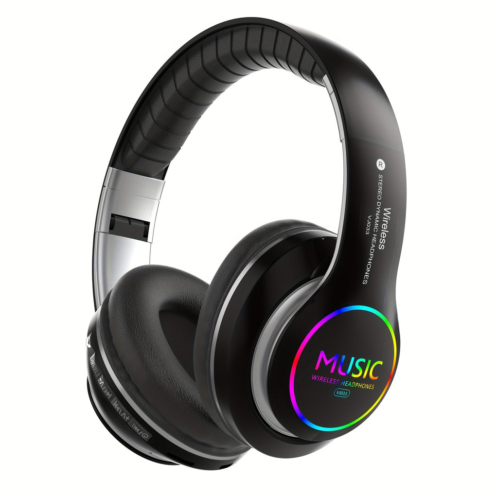 1pc Wireless Deep Bass Anime-Themed Headphones, Foldable & Lightweight, Noise Cancelling, Built-in Condenser Mic, Compatible with 3.5mm Cable, Stereo Sound for Gaming, PC, Cellphone - Ideal Christmas Gift