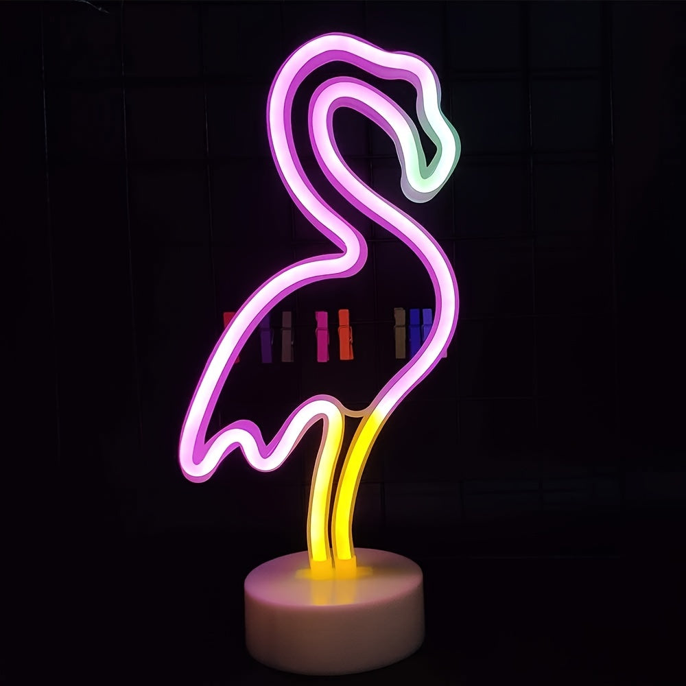 1pc Flamingo Light Neon Sign, Battery And USB Powered Lighting, Gift For Kids And Home Decoration Night Light