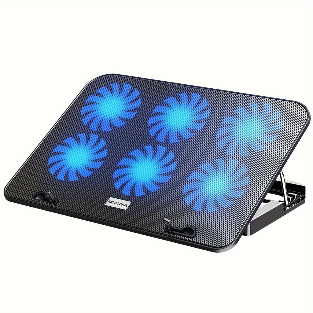 Laptop Cooler With 6 Quiet Fans For 13-18 Inch Notebook Gaming Fan Stable Stand, 5 Height & Wind Speed Adjustable, 2 USB Port.