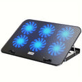 Laptop Cooler With 6 Quiet Fans For 13-18 Inch Notebook Gaming Fan Stable Stand, 5 Height & Wind Speed Adjustable, 2 USB Port.