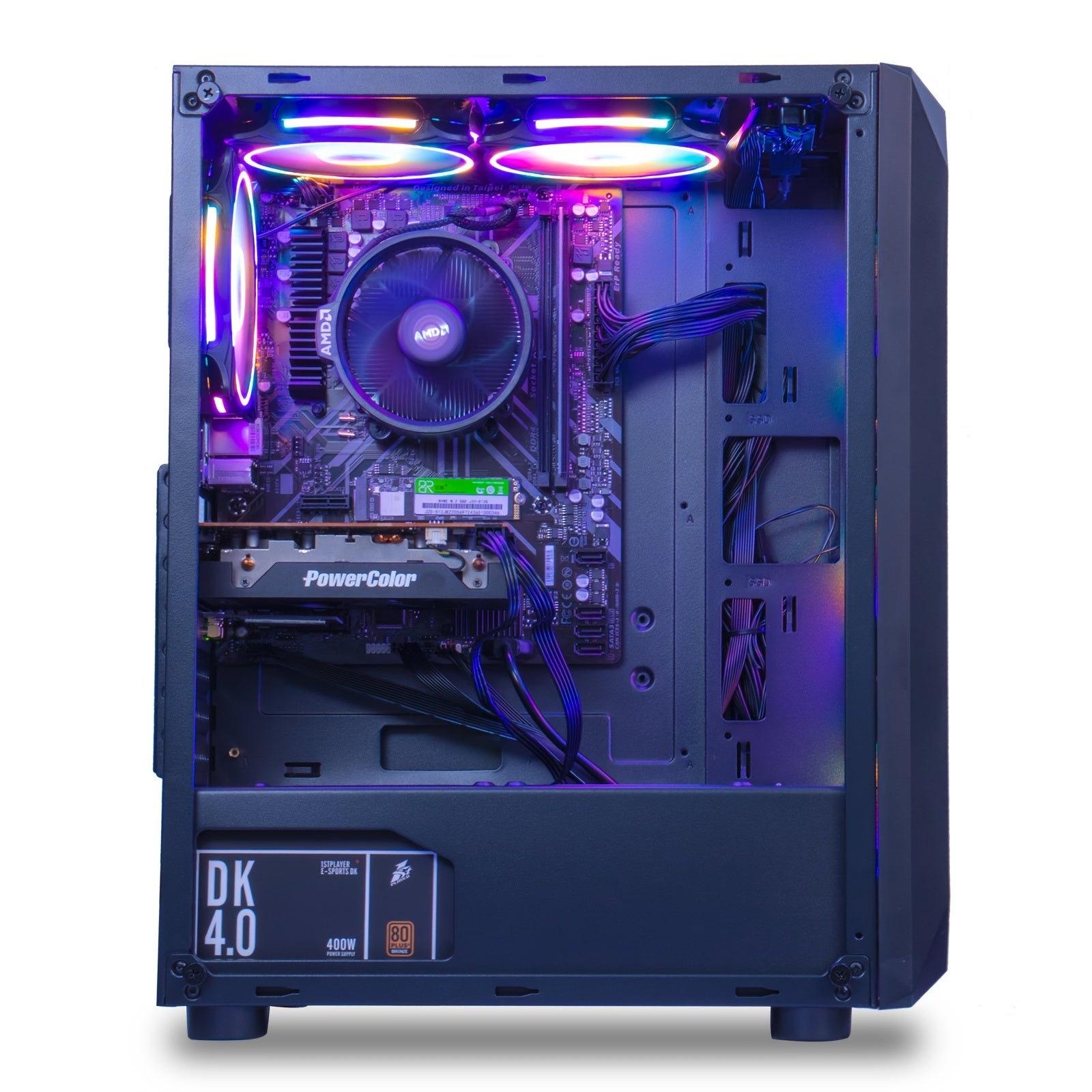 MXZ Gaming PC Computer R5 3600, 16G DDR4, NVME 500G, A320, 6RGB Fans, Gamer Desktop Computer Optional RTX 4060/RX6750GRE/RTX 2060