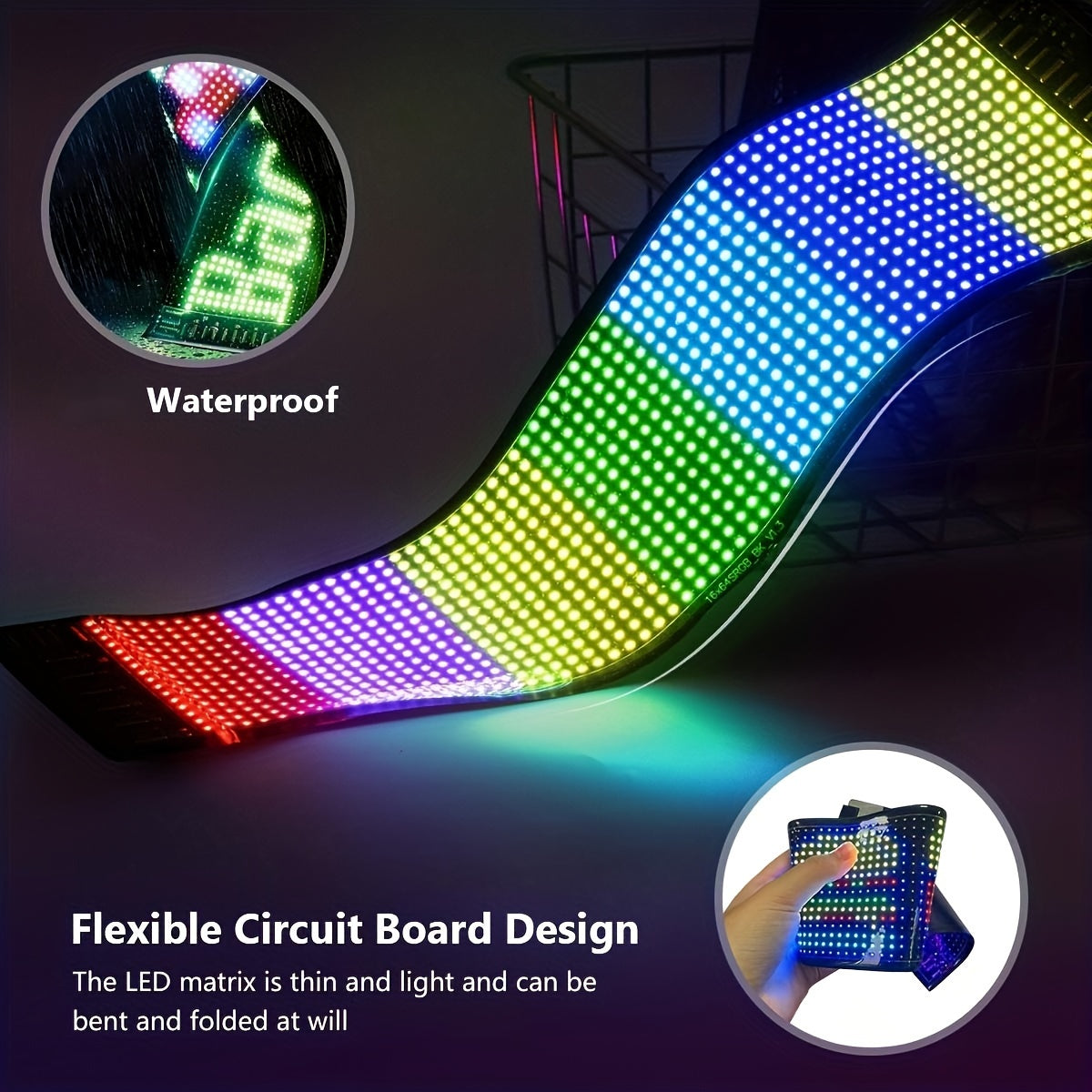 1pc LED Matrix Pixel Panel, Scrolling LED Sign APP USB 5V Flexible Addressable RGB Pattern Graffiti Scrolling Text Animation Display Car Shop