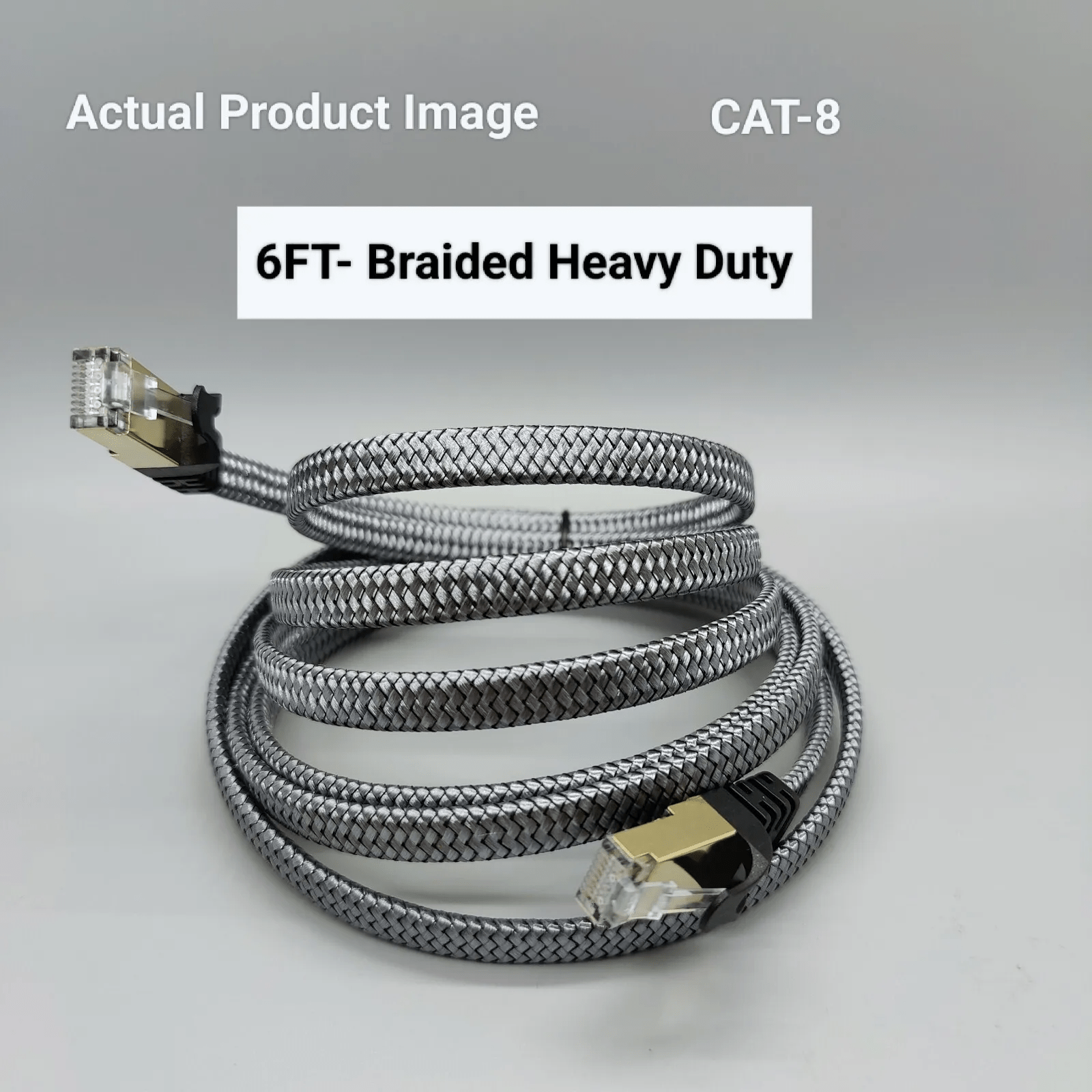 Modern Cat 8 Ethernet Cable Nylon Braided High Speed Heavy Duty Cat8 Network LAN Patch Cord 40Gbps 2000Mhz SFTP RJ45 Flat Internet Cable Shielded in Wall Indoor & Outdoor for Modem Router Gaming PC