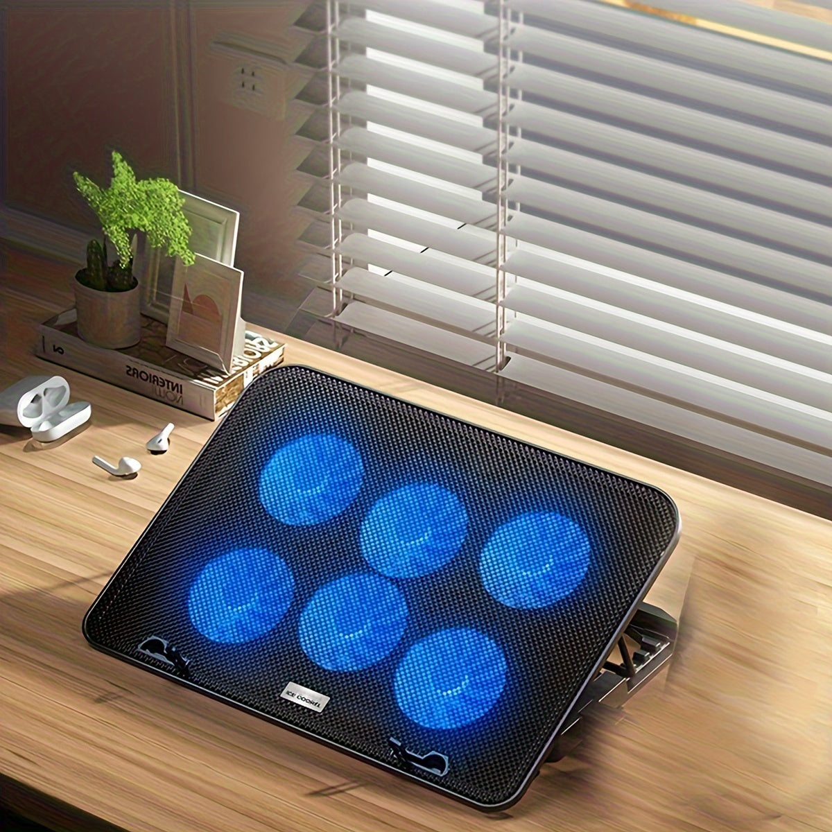 Laptop Cooler With 6 Quiet Fans For 13-18 Inch Notebook Gaming Fan Stable Stand, 5 Height & Wind Speed Adjustable, 2 USB Port.