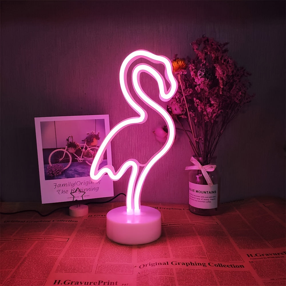 1pc Flamingo Light Neon Sign, Battery And USB Powered Lighting, Gift For Kids And Home Decoration Night Light