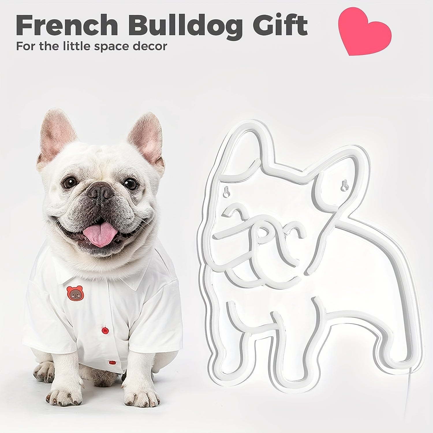 1pc French Bulldog Neon Decoration Cute Puppy Pink LED Neon Dog Night Light, USB Operation French Gift Pet Store Business Logo, Bedroom Wall Party Bulldog Gift (Pink)