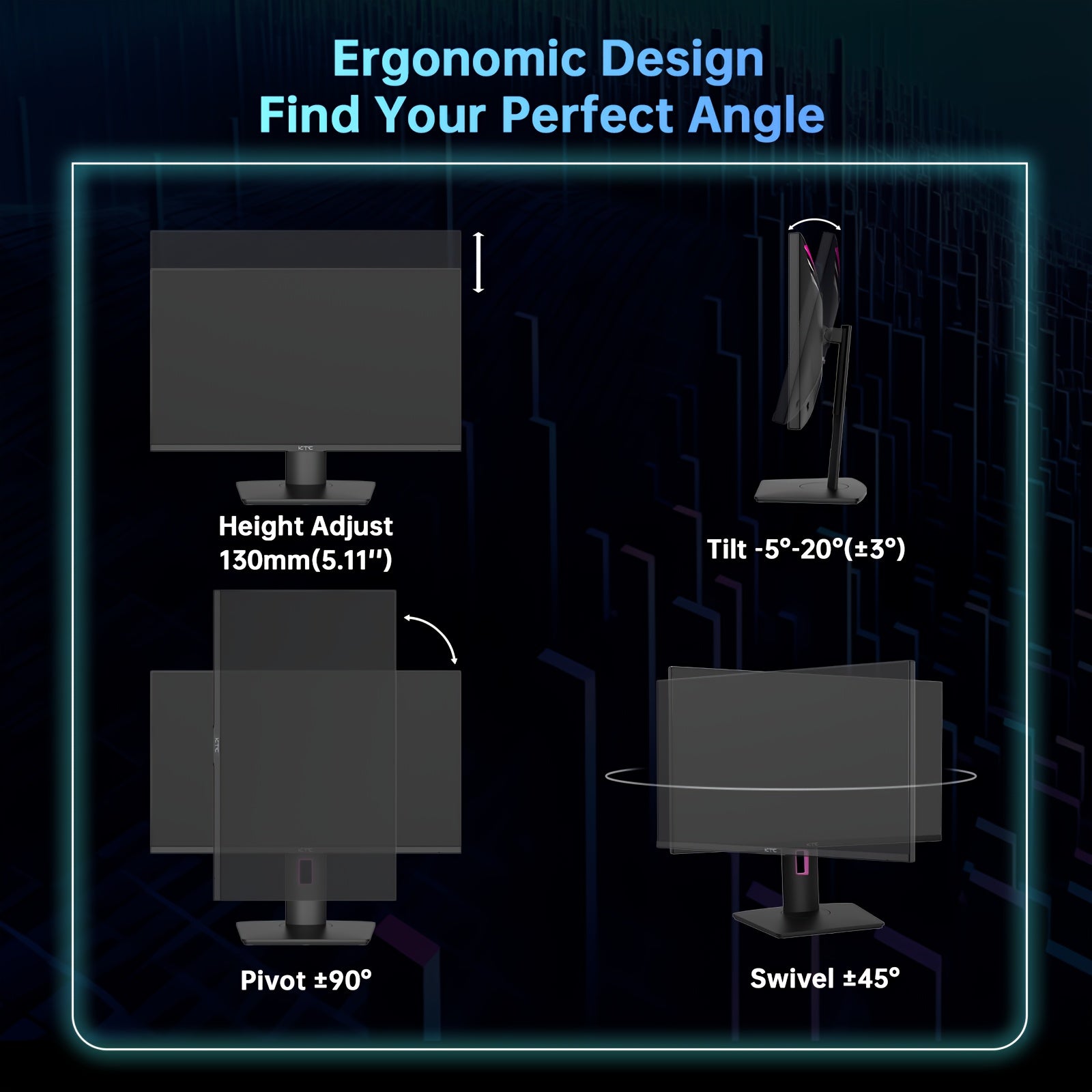 [Fast Arrival] 27" 4K KTC Mini LED Monitor: Fast IPS, 160Hz/144Hz HDR1000 Gaming, Type-C 90W, HDMI/DP/USB, Swivel/Height/Pivot/Tilt, VESA, Vertical Monitor for Gaming & PC