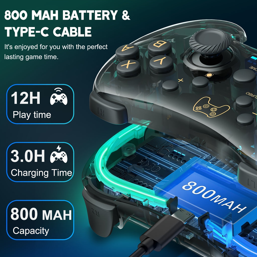 The Controller Is Compatible With Switch/Lite/OLED And PC/Android/IOS, And Comes With An RGB Breathing LED, The Controller Also Supports Remote Applications With Turbo And Wake-up Functions