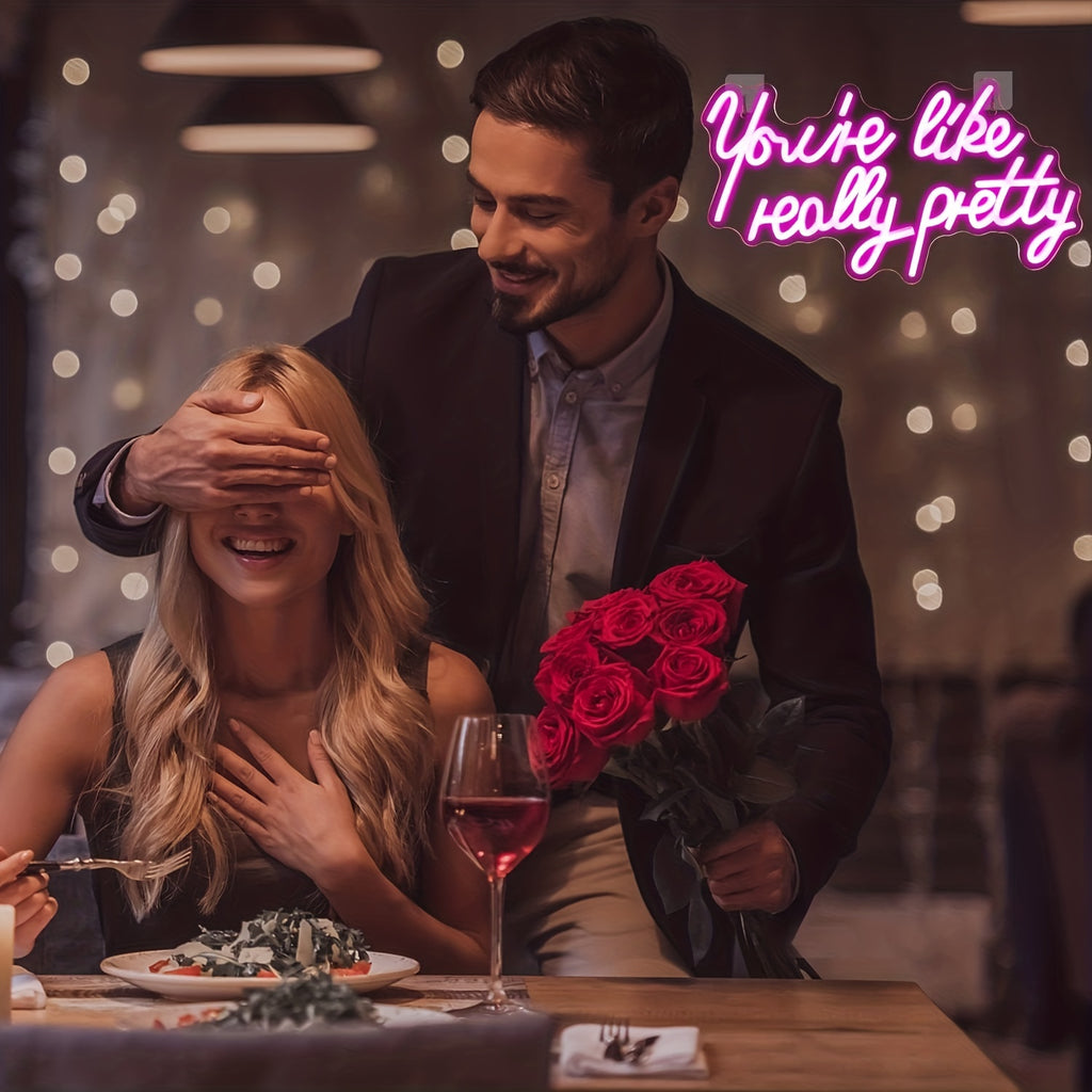 1pc Pretty in Pink Neon Sign for Wall Decor - Eye-Catching LED Light Adds Flair to Any Room