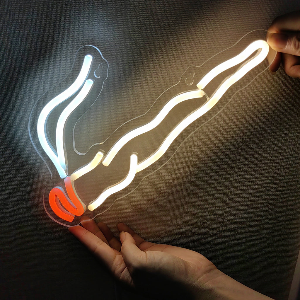 1pc Backboard Led Neon Light Cigarette, Bedroom Decorative Light, Line Switch, 5V USB Powered Wall Hanging Light