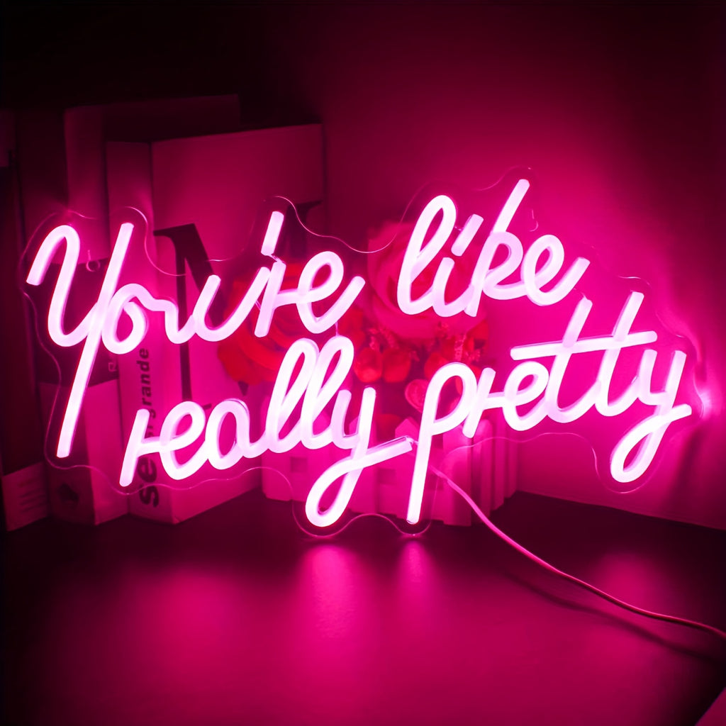 1pc Pretty in Pink Neon Sign for Wall Decor - Eye-Catching LED Light Adds Flair to Any Room