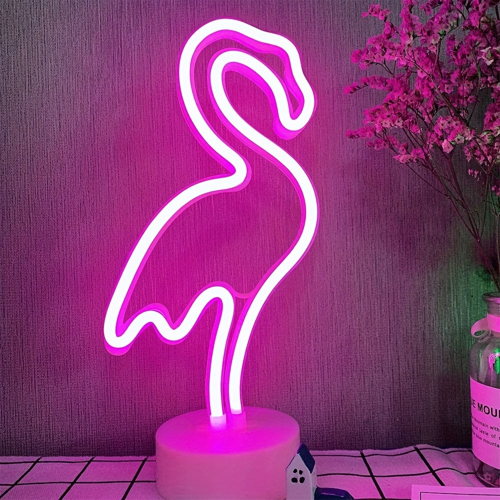 1pc Flamingo Light Neon Sign, Battery And USB Powered Lighting, Gift For Kids And Home Decoration Night Light