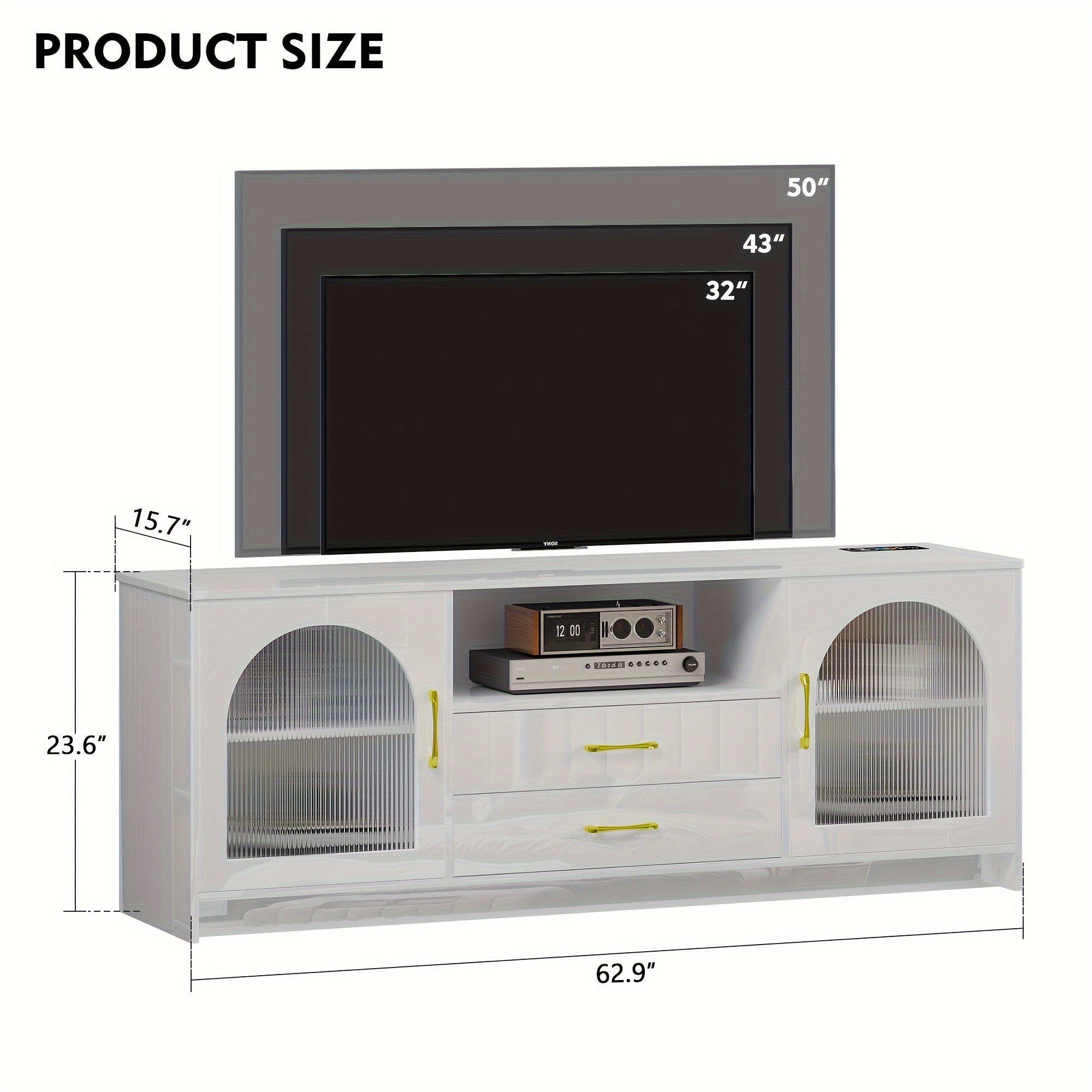 RGB TV Stand with Wireless Charging Station for TVs up to 75 Inch, Human Sensor LED TV Cabinet with USB&Type-C Ports, 24 Color Dimmable Television Stand with Drawers & Storage Cabinet