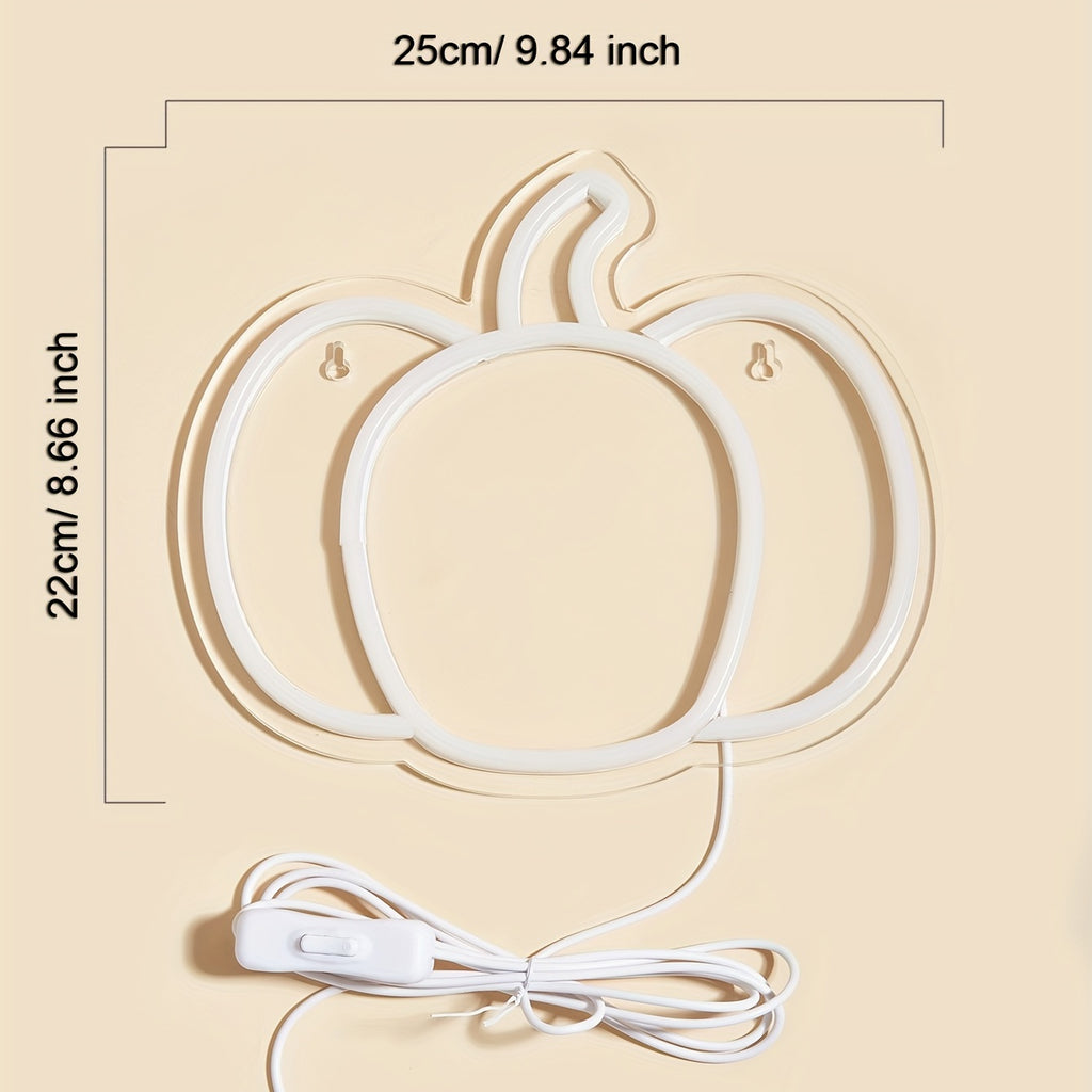 1pc LED Back Plate Neon Sign, Halloween Sign Pumpkin 5V USB Powered With On-line Switch