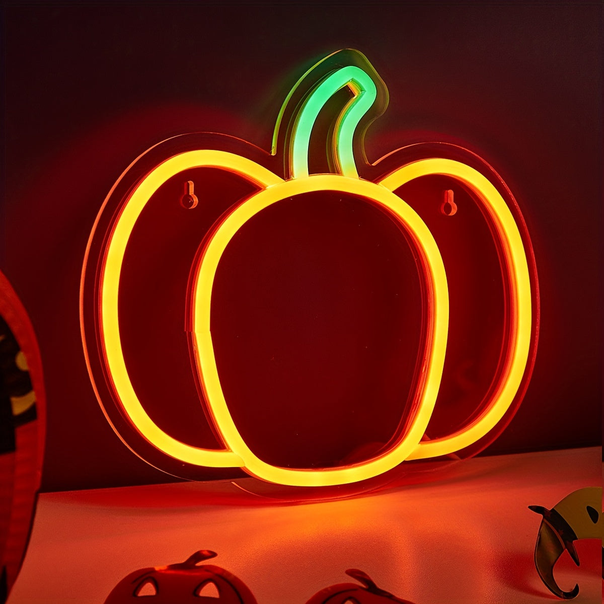 1pc LED Back Plate Neon Sign, Halloween Sign Pumpkin 5V USB Powered With On-line Switch
