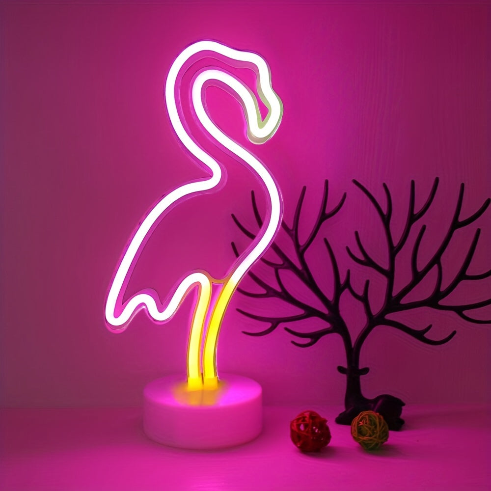 1pc Flamingo Light Neon Sign, Battery And USB Powered Lighting, Gift For Kids And Home Decoration Night Light
