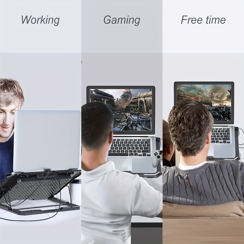 Laptop Cooler With 6 Quiet Fans For 13-18 Inch Notebook Gaming Fan Stable Stand, 5 Height & Wind Speed Adjustable, 2 USB Port.