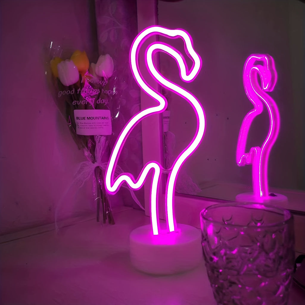 1pc Flamingo Light Neon Sign, Battery And USB Powered Lighting, Gift For Kids And Home Decoration Night Light