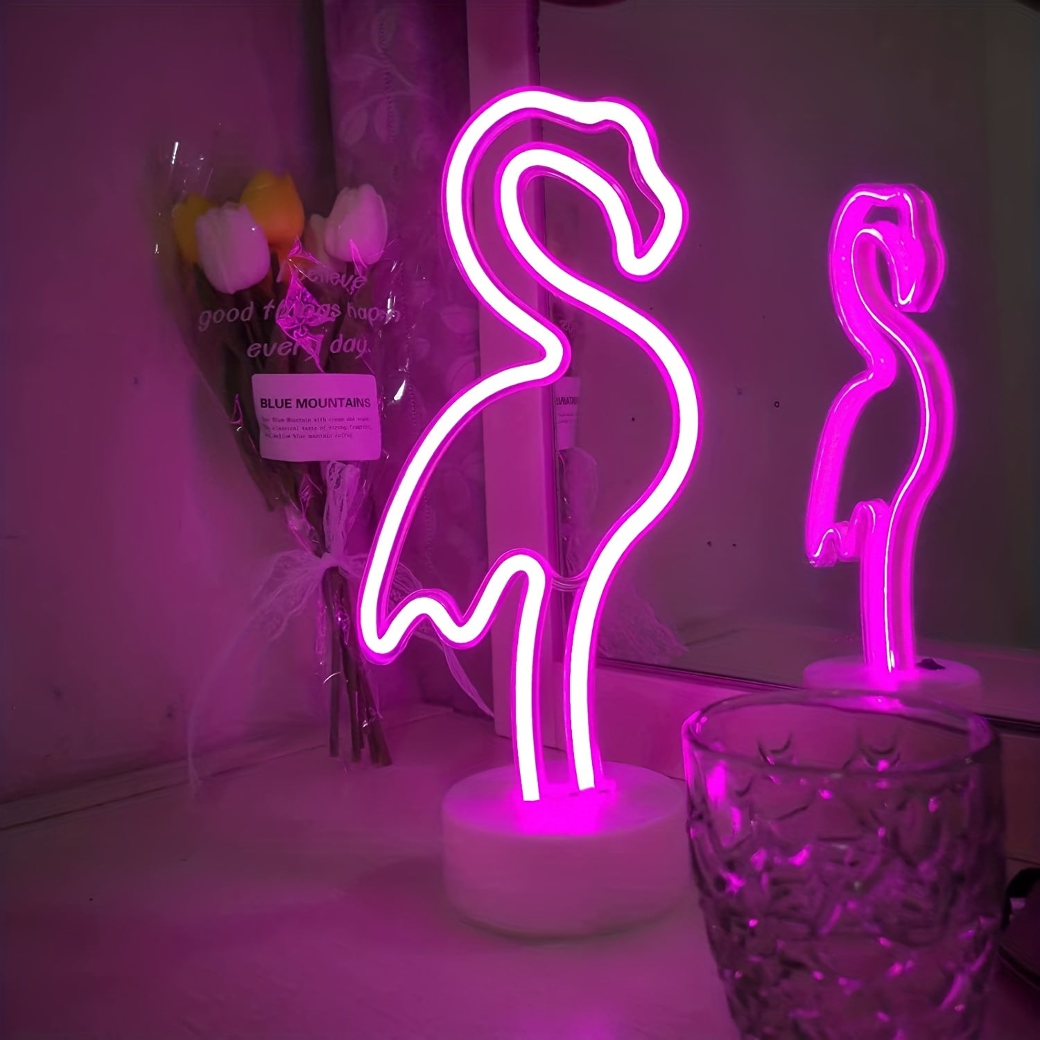 1pc Flamingo Light Neon Sign, Battery And USB Powered Lighting, Gift For Kids And Home Decoration Night Light
