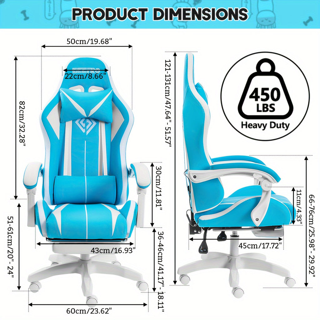 RGB Gaming Chair with LED Lights and Massage Ergonomic Computer Chair High Back Video Game Chair with Footrest and Adjustable Lumbar Support Linkage Armrest