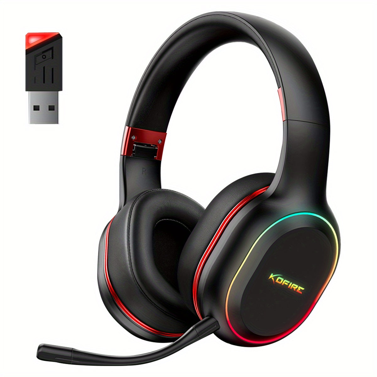 UG-05 2.4GHz Wireless Gaming Headset | Compatible with PS4/PS5/PC | Ultra-Low Latency Technology + Immersive Vibration Feedback | 30H Battery Life Over-Ear Design | Detachable Microphone + High-Speed Wireless Adapter | Dynami