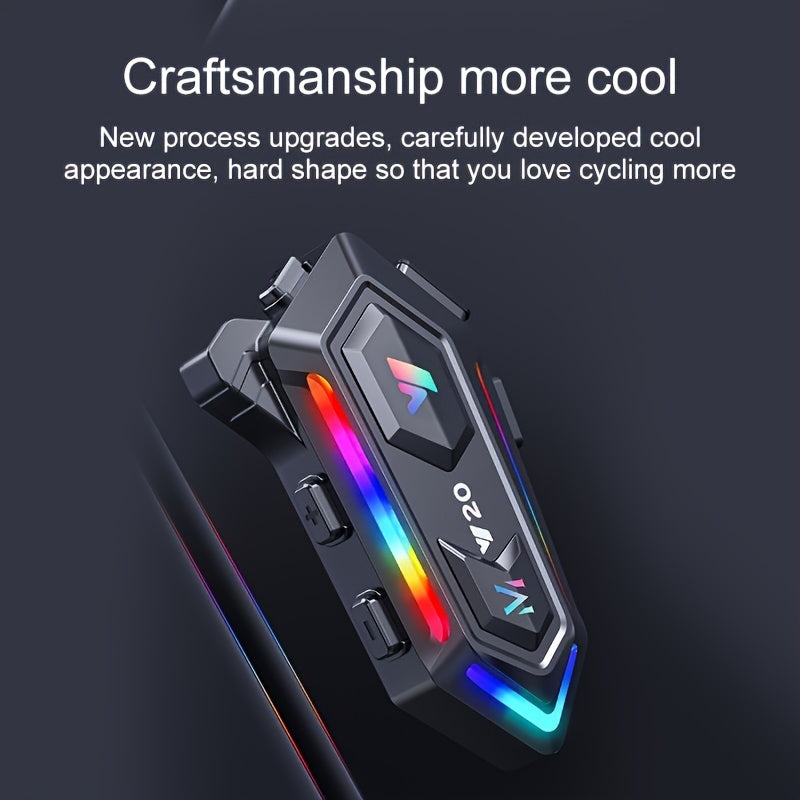 1000mah wireless 5.3 Motorcycle Helmet Headset, wireless earphone,16 Modes RGB Light,, Noice Reduction