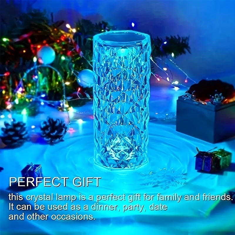 1pc 16 Color Crystal Table Lamp, RGB Rose Touch Lamp, Color Changing Night Light, For Bedroom/Living Room/Party Dinner Decor Creative Lightsy (Remote & Touch)