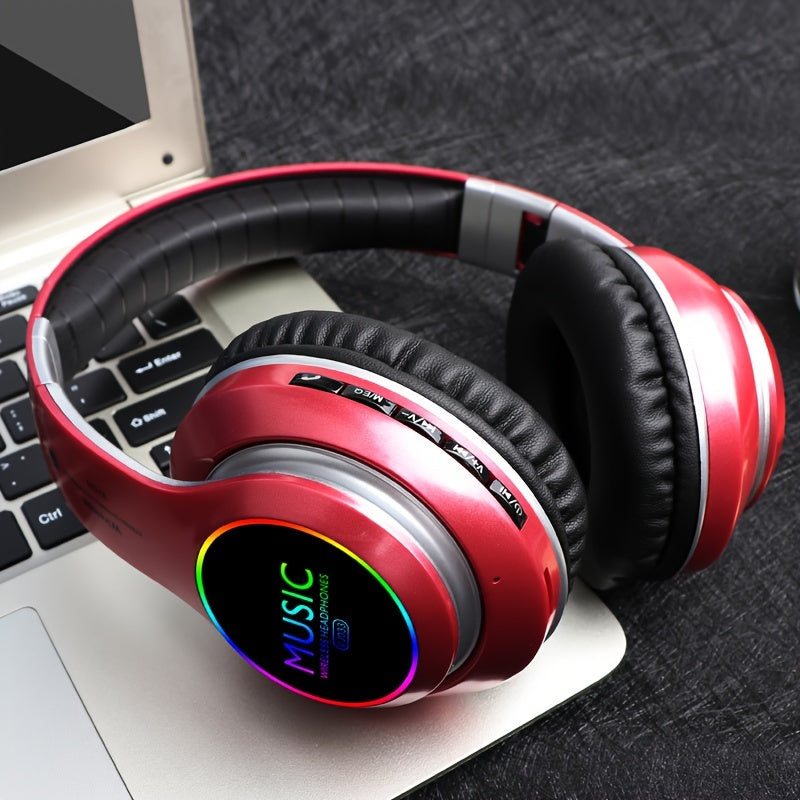 1pc Wireless Deep Bass Anime-Themed Headphones, Foldable & Lightweight, Noise Cancelling, Built-in Condenser Mic, Compatible with 3.5mm Cable, Stereo Sound for Gaming, PC, Cellphone - Ideal Christmas Gift