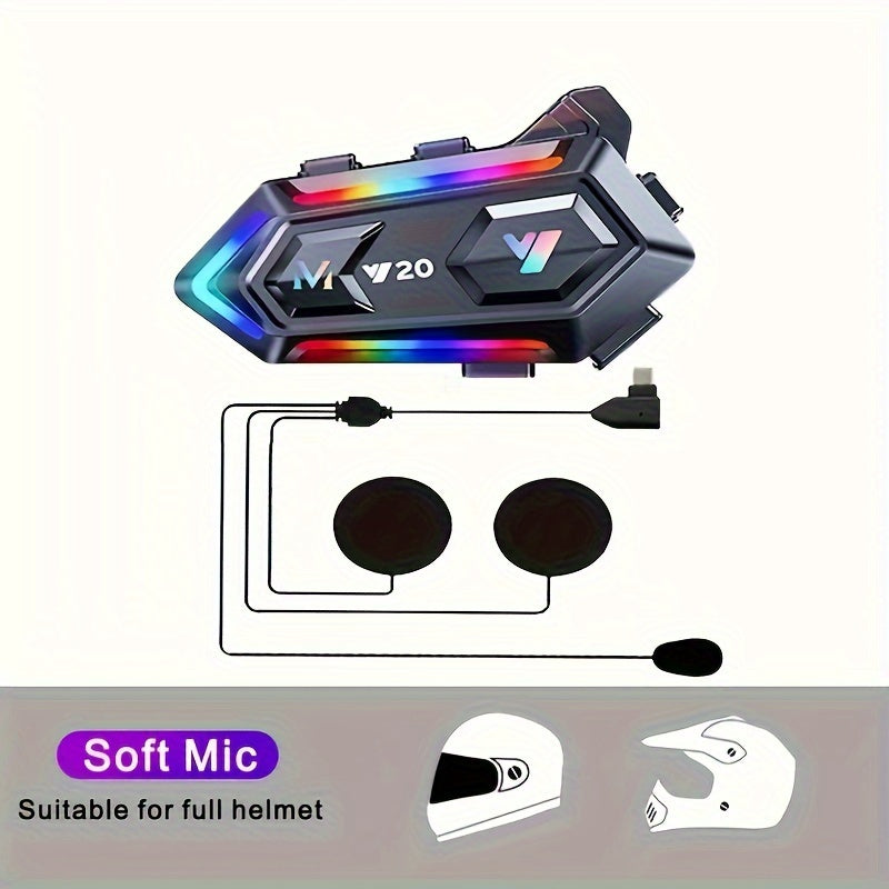 1000mah wireless 5.3 Motorcycle Helmet Headset, wireless earphone,16 Modes RGB Light,, Noice Reduction