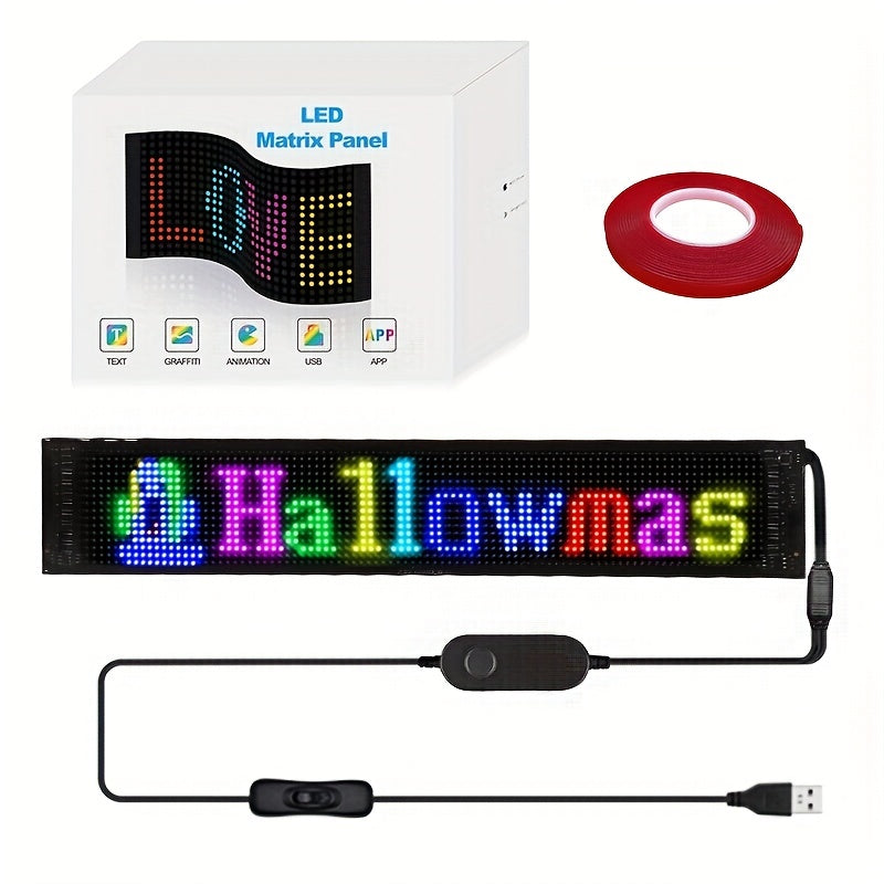 1pc LED Matrix Pixel Panel, Scrolling LED Sign APP USB 5V Flexible Addressable RGB Pattern Graffiti Scrolling Text Animation Display Car Shop