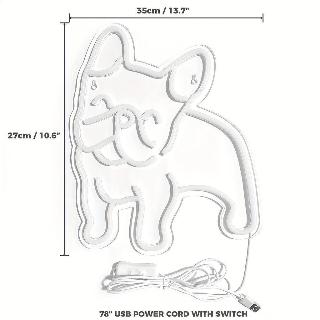 1pc French Bulldog Neon Decoration Cute Puppy Pink LED Neon Dog Night Light, USB Operation French Gift Pet Store Business Logo, Bedroom Wall Party Bulldog Gift (Pink)