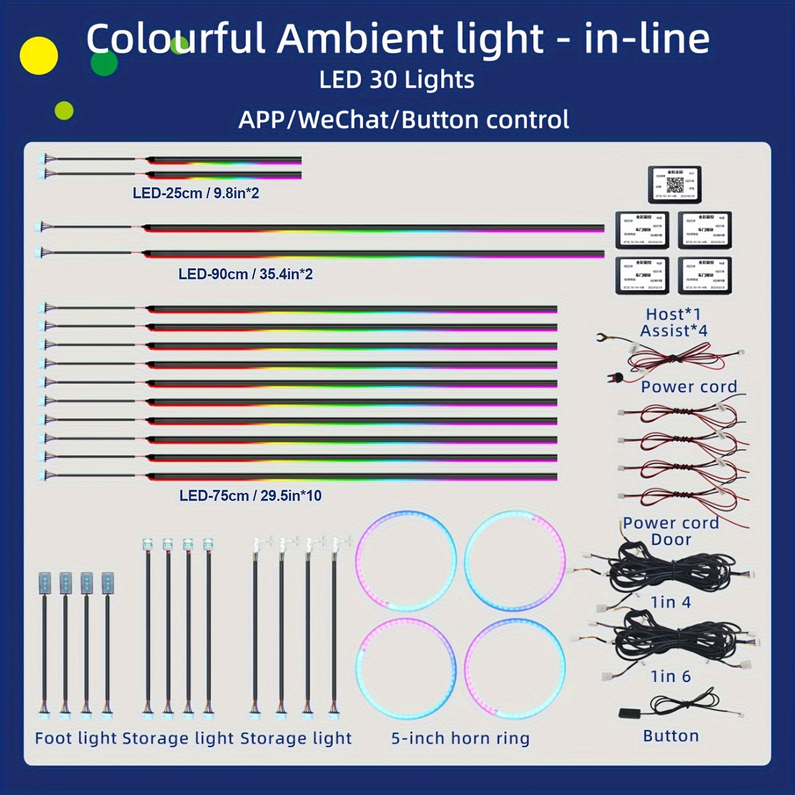 18-Color RGB Symphony Car Ambient Lights: App Control, Multiple Modes, Universal Fit