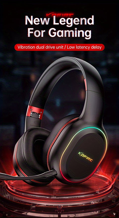 UG-05 2.4GHz Wireless Gaming Headset | Compatible with PS4/PS5/PC | Ultra-Low Latency Technology + Immersive Vibration Feedback | 30H Battery Life Over-Ear Design | Detachable Microphone + High-Speed Wireless Adapter | Dynami